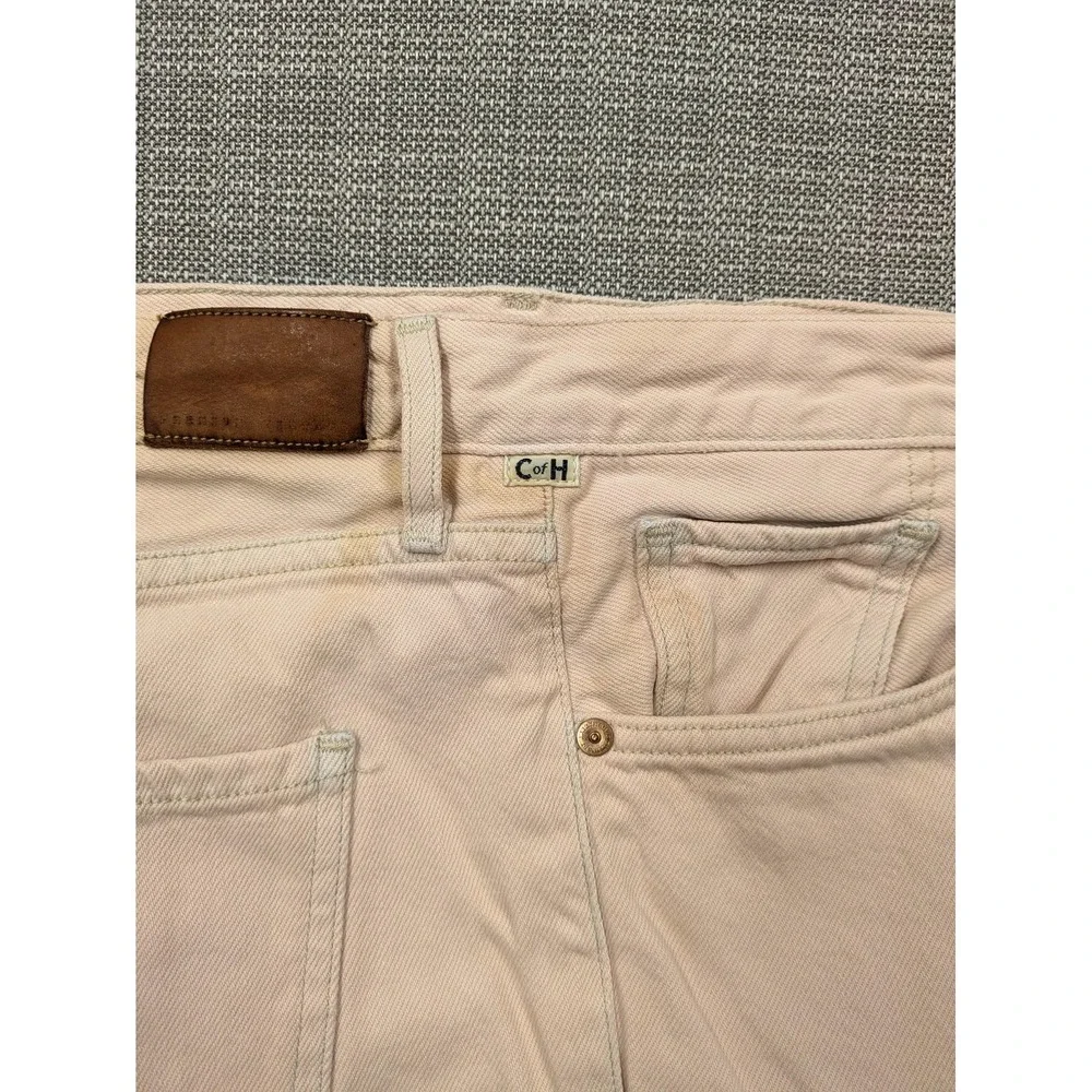 Citizens Of Humanity Parker Jeans Womens Pink Relaxed Cropped Raw Hem Button Fly